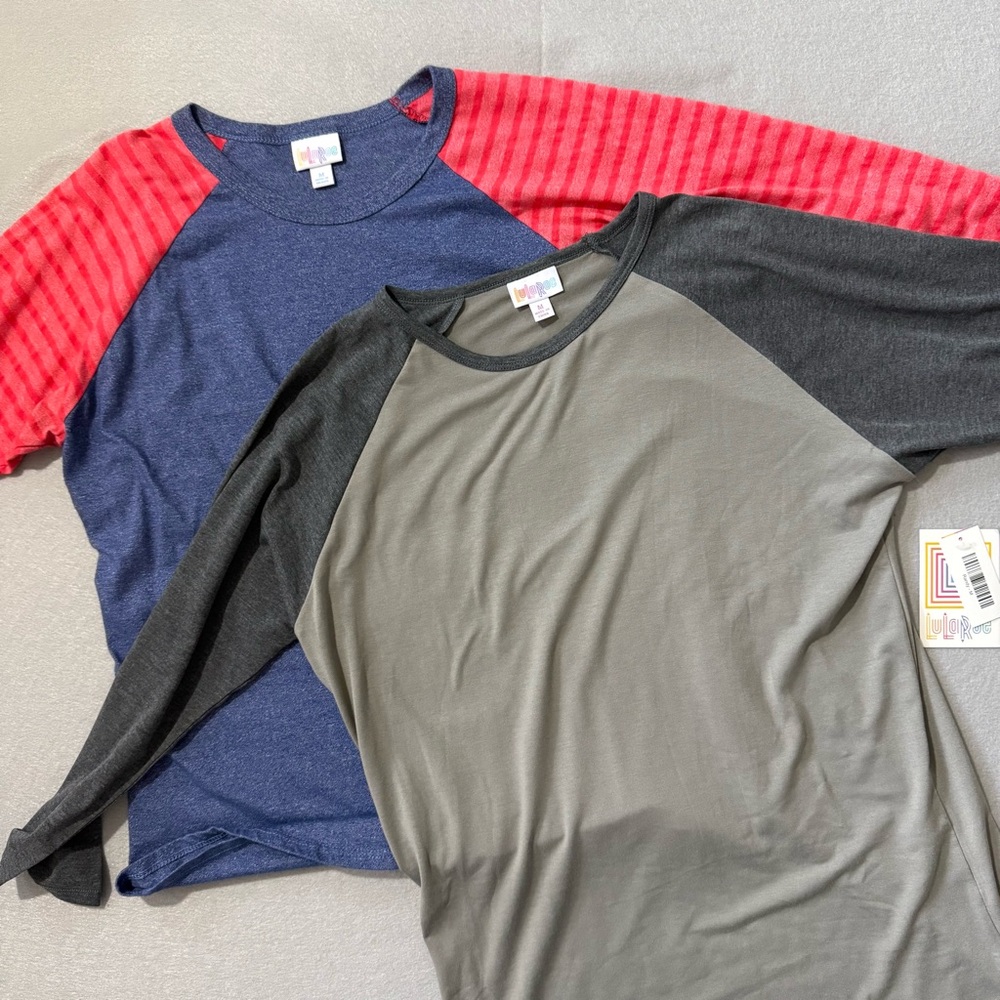 2 LuLaRoe Randy Tops- Gray/Blue and Coral